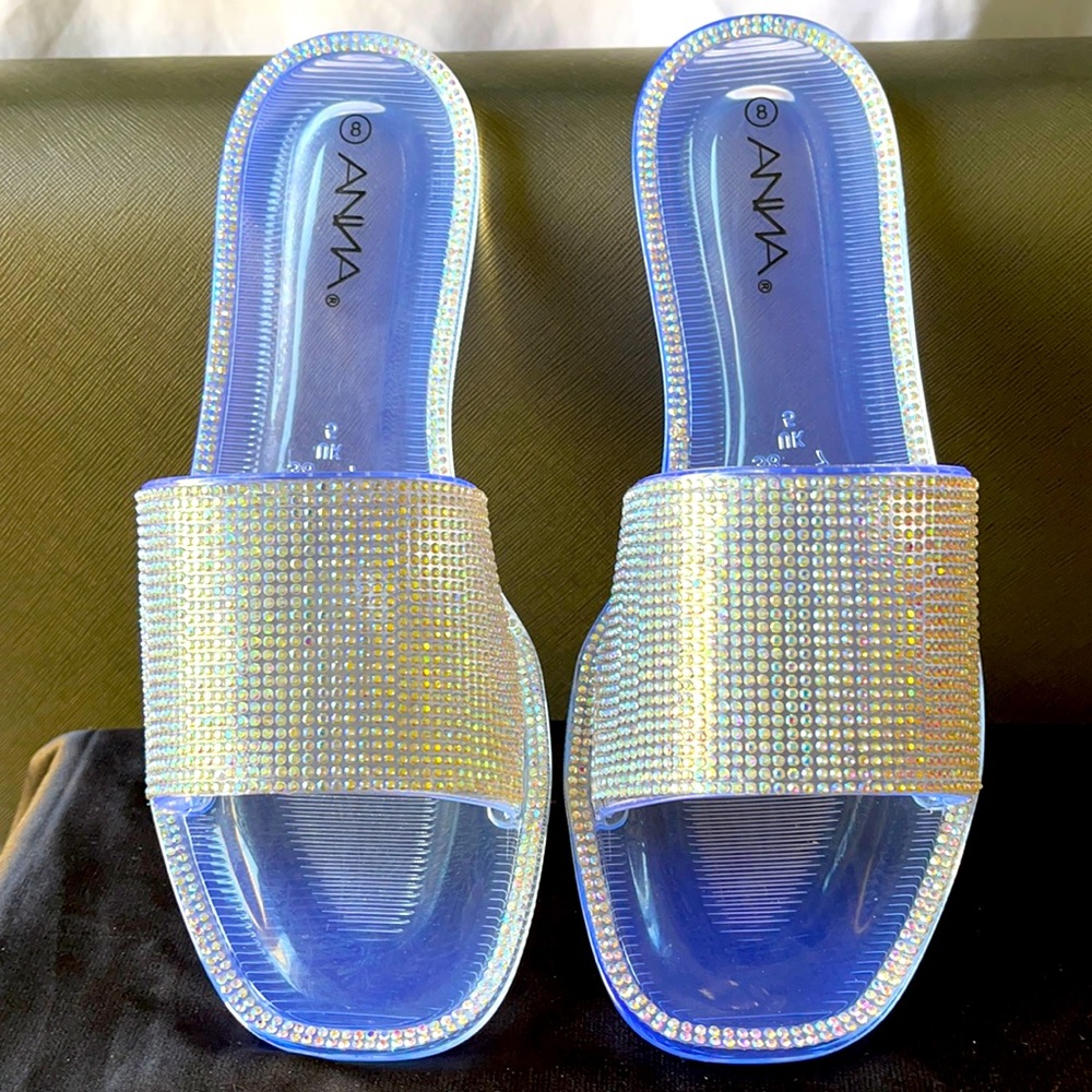Clear Rhinestone Jelly Flats